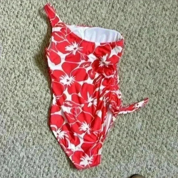 Vince Camuto NWT Tangerine One Shoulder One Piece Swimsuit MSRP $108 Women Sz 10 - Picture 3 of 12